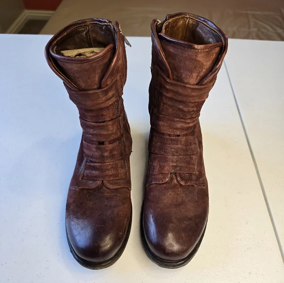 A.S.98 Leather Traver Military Boots Burgundy Women's 7.5-8 Euro 38 - Picture 7 of 12